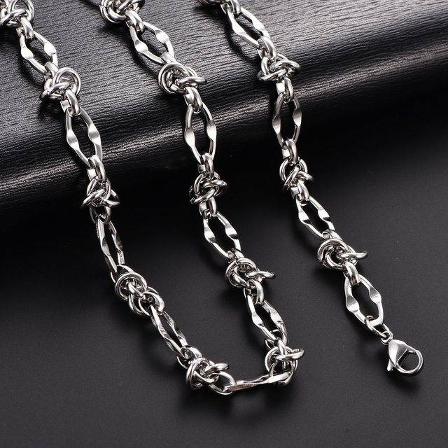 Gliederkette Edelstahl, Lippenknoten, 61 cm, Silber, Unisex - Bild 1