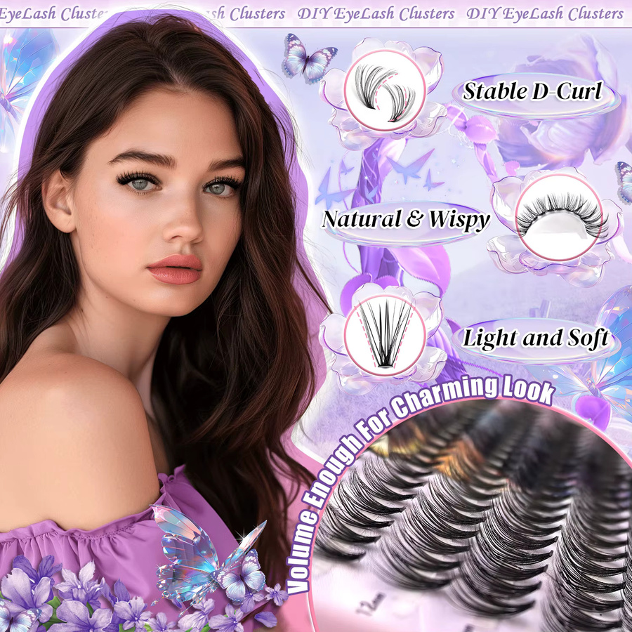 QUEENICE Einzelne Künstliche Wimpern, Cluster-Wimpern-Set, Natürlich - Bild 2