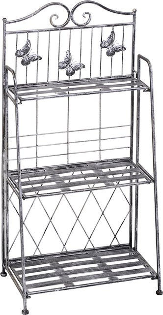 Outsunny Pflanzregal aus Metall mit 3 Ebenen in Silbergrau, dekorative Blumentreppe für Garten und Innenbereich, B/T/H: 44 x 25 x 96 cm - Bild 1