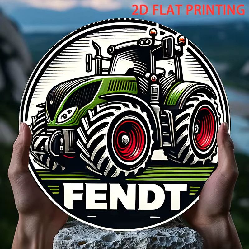 Potdemiel Fendt Traktor Vintage Metallblechschild, rundes Eisen-Wandkunst-Schild, Durchmesser: 20,32 cm - Bild 4