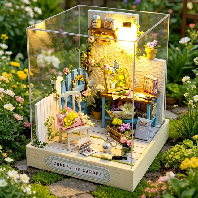 zuuton DIY Miniatur-Puppenhaus-Set Garten-Ecke, 3D Holzpuzzle, Holz - Bild 1