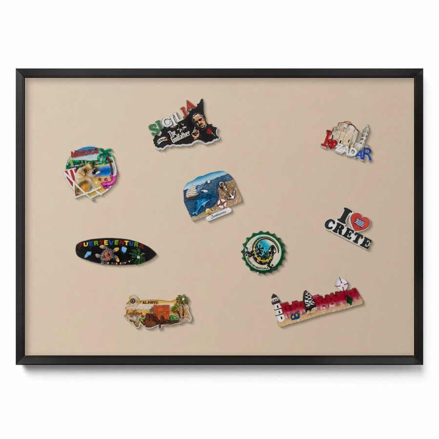 Tulup Magnettafel Beige mit schwarzem Rahmen, Magnetboard aus Metall für Reisemagnete, B: 70 cm, H: 50 cm - Bild 2
