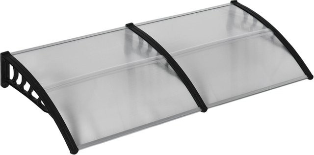 Outsunny Pultvordach für die Haustür in Schwarz mit transparentem Polycarbonat-Dach, UV- und Regenschutz, B/H/L: 96 x 27 x 200 cm - Bild 1