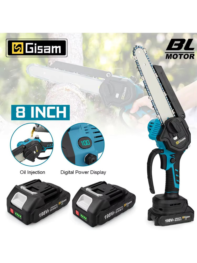 Gisam 8 Zoll Bürstenlose Mini-Kettensäge Akkubetrieben für Makita 18V LXT Akkus zur Holzbearbeitung und Gartenpflege - Bild 7