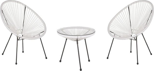 Beliani Bistro Set ACAPULCO II in Weiss und Schwarz mit Glasplatte, B/T/H: 90 x 70 x 87 cm - Bild 1