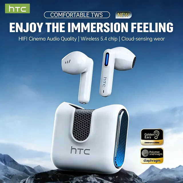 HTC NE49 Bluetooth V6.0 TWS Kopfhörer mit Noise Cancelling und HiFi Sound in Weiß - Bild 1