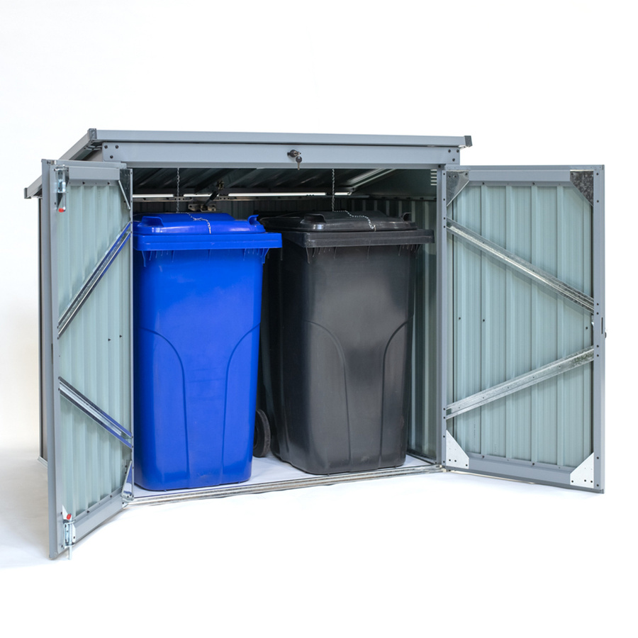 Westmann Metall Mülltonnenbox 2-fach für 2x 240 l, anthrazit und lichtgrau, B/H/T: 158 x 134 x 101 cm - Bild 2