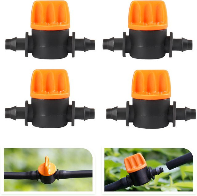 10 Stück Tropfbewässerungsventile aus schwarzem PVC für 4/7 mm Schläuche zur Bewässerung von Garten, Rasen und Gewächshaus - Bild 1