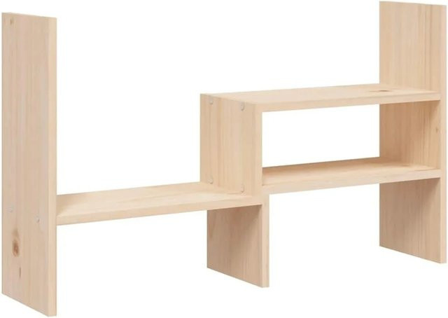 vidaXL Monitorständer aus Massivholz Kiefer in Braun und Beige, B/T/H: 39-72 x 17 x 43 cm - Bild 1