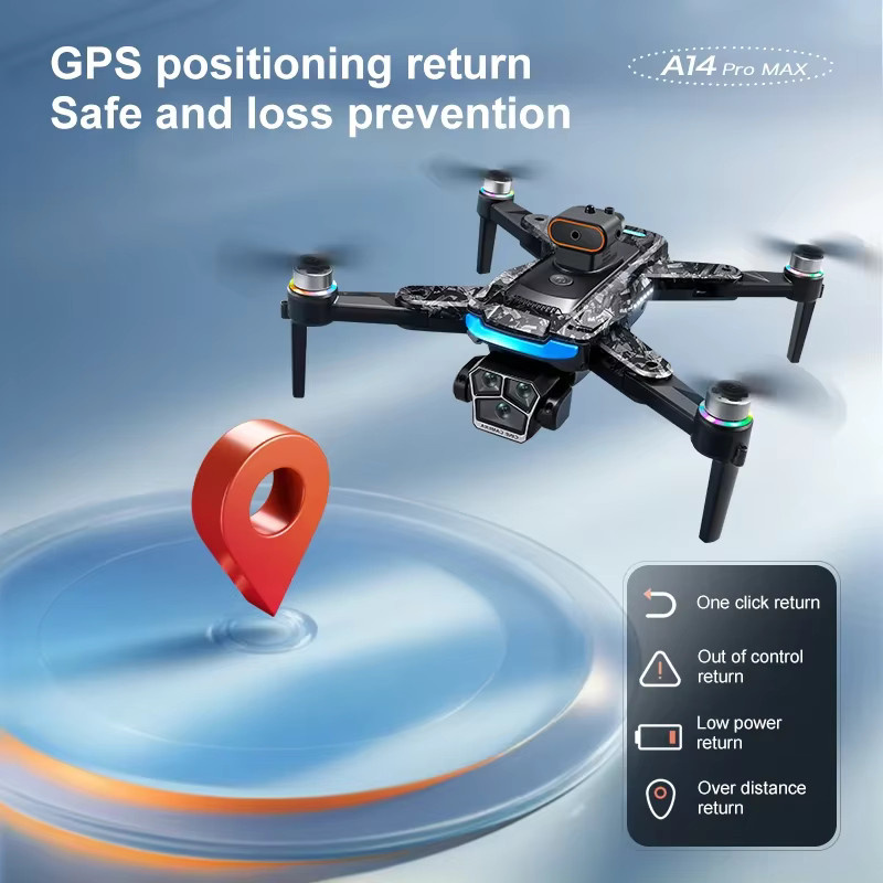 Xiaomi A14 ProMax Drone mit 8K HD Drei-Kamera-System, GPS, optischem Fluss und Hindernisvermeidung, faltbarer Quadcopter in Schwarz - Bild 6