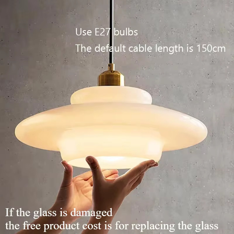 ASCELINA Pendelleuchte Nordic Creme Wind aus Glas und Metall in Weiß mit E27 Fassung für Küche und Esszimmer - Bild 4