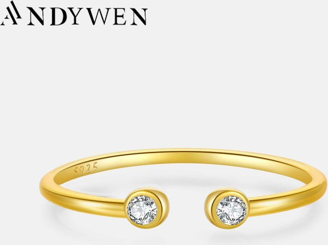 Andywen Ring, 925 Silber, Gold, Zirkonia, Damen - Bild 1