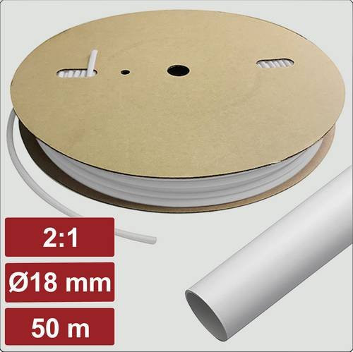 Electronic Garage Schrumpfschlauch ohne Kleber Weiß 18mm x 9mm Schrumpfrate 2:1 50m - Bild 1