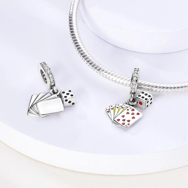 YIRAN Jewelry Anhänger Pokerkarte Würfel, Kupfer, Weiß, Damen - Bild 1