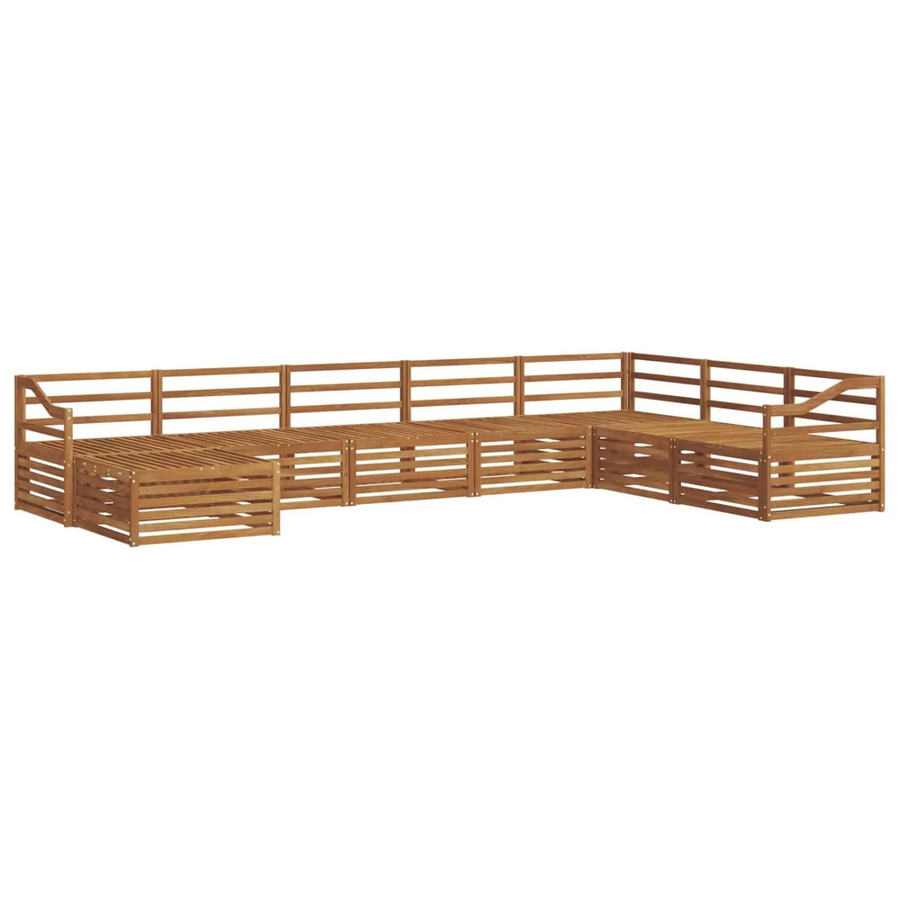 vidaXL Sofagarnitur aus Massivholz Akazie in Natur Braun, 8-teiliges Ecksofa Set im U-Shape mit modernem Latten-Design - Bild 2