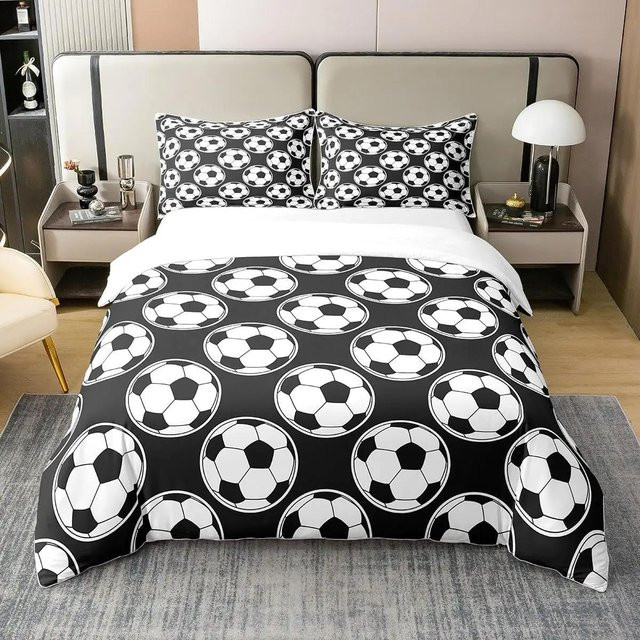 JMG Household Supplies Fußball Bettwäsche Set für Kinder mit Cartoon Motiv, Mehrfarbig, B/H: 90 x 200 cm, inklusive 2 Kissenbezüge B/H: 50 x 70 cm - Bild 1