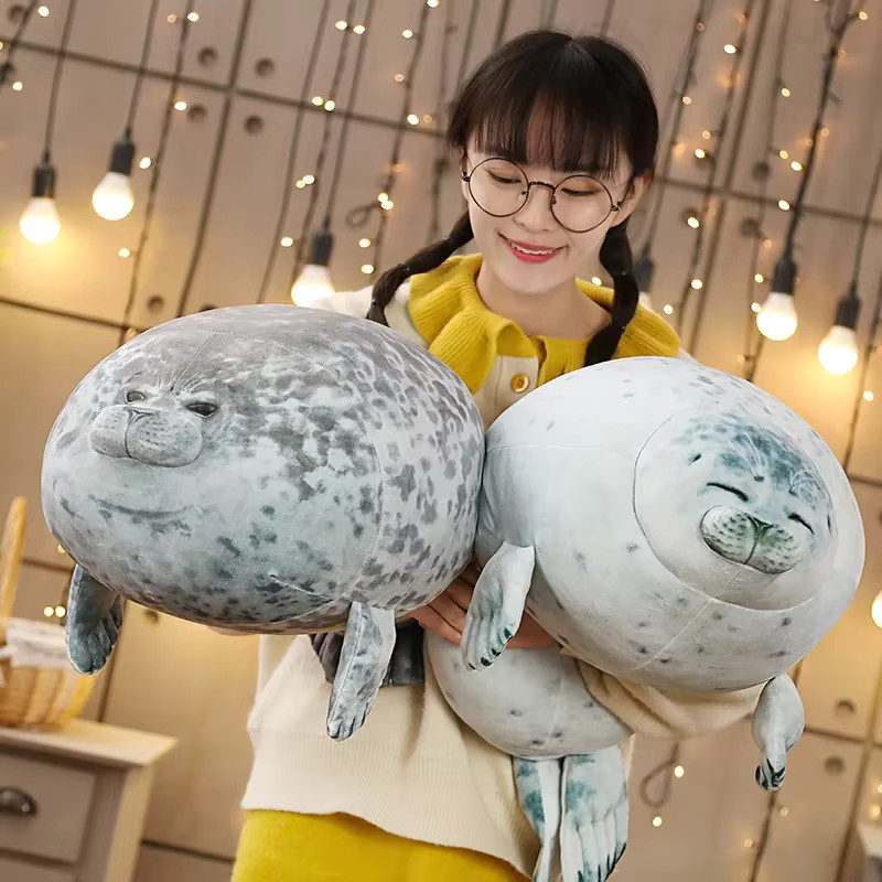 YUZHINUO Angry Blob Seal Kissen, Seelöwe Puppe, Plüsch Stofftier, Grau - Bild 4