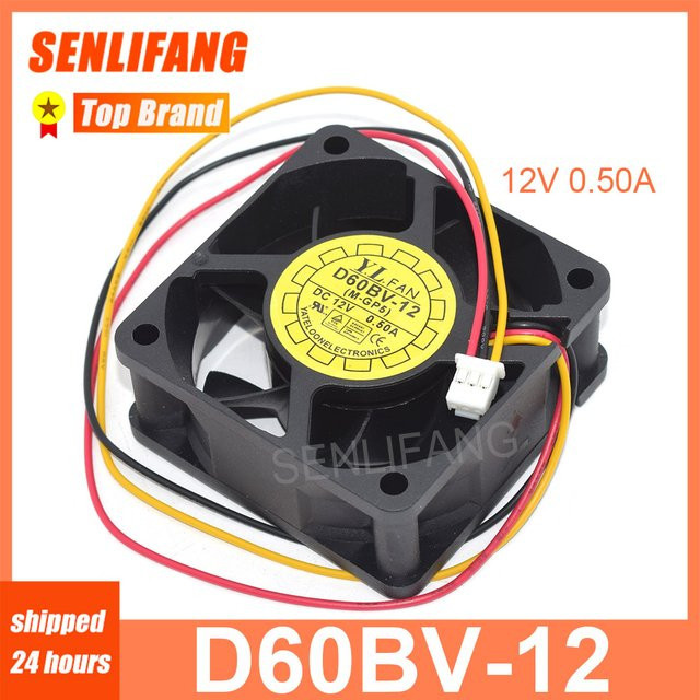 SENLIFANG Lüfter D60BV-12 in Schwarz, DC12V, 0,50A, 3-Pin, B/T/H: 6,0 x 6,0 x 2,5 cm - Bild 1