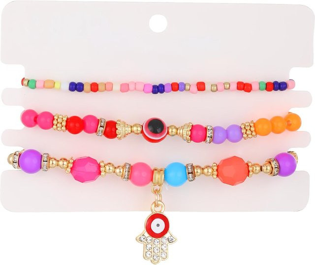 YULIN Knöchelarmband 3er Set, Perle, Bunt, Messing, Damen - Bild 1