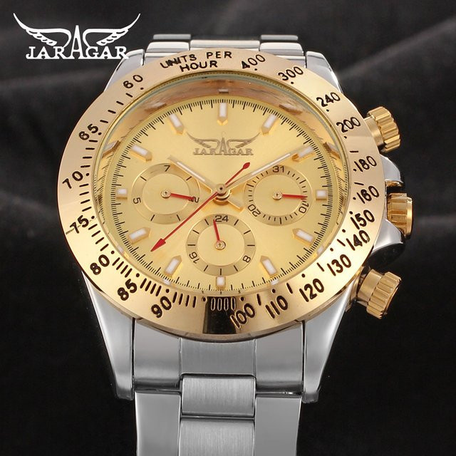 JARAGAR Armbanduhr Automatik, Edelstahl, Gold, Herren - Bild 1