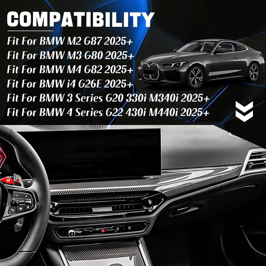 Metyoucar Dashboard Abdeckung aus echtem Carbon für BMW 2er 3er 4er Serie G42 G20 G22 G28 M2 G87 M3 G80 M4 G82 ab 2025 LHD, Schwarz - Bild 6