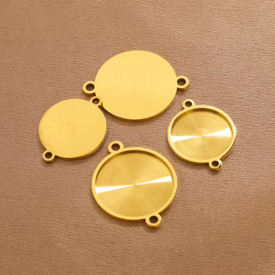 baizzx Anhängerbasis Edelstahl, Gold, 20/25 mm, Unisex - Bild 2