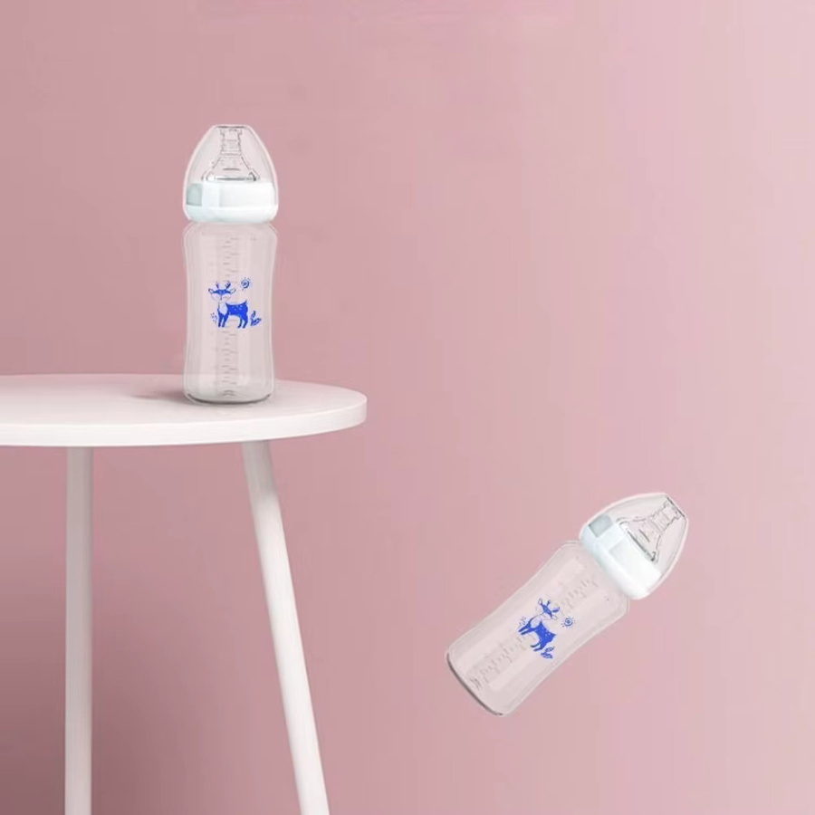 SLAIXIU Babyflasche mit Strohhalm und Anti-Colic-Ventil, Pink/Transparent, 150 ml - Bild 2