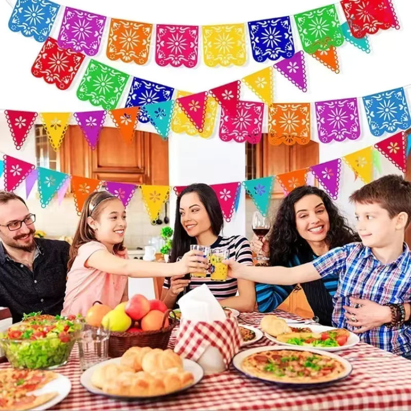 Mexikanisches Fiesta Party Banner mit Blumenmuster für Cinco De Mayo Dekorationen, mehrfarbig, aus Papier - Bild 6