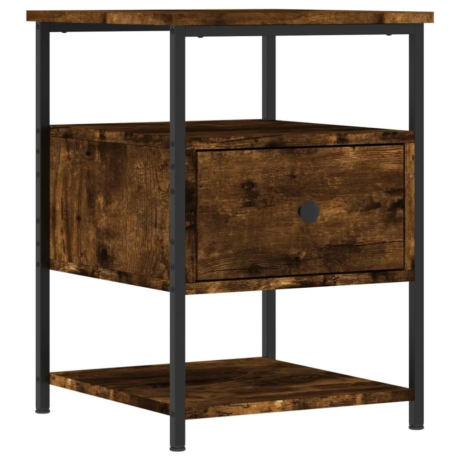 vidaXL Nachttisch Räuchereiche in Braun aus Holzwerkstoff und Eisen, B/T/H: 40 x 42 x 56 cm - Bild 2