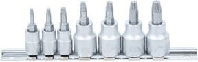 BGS Schraubenausdreher-Satz 7098 aus Edelstahl in Silber, 7-teilig, für defekte Torx-Profile T10 bis T40 mit Antrieb Innenvierkant 6,3 mm (1/4 Zoll) und 10 mm (3/8 Zoll) - Bild 1