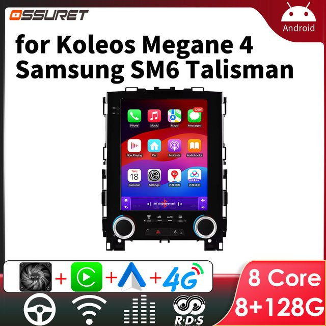 OSSURET Intelligentes Multimedia-System für Renault Megane 4, Koleos, Samsung SM6 und Talisman (2017 - 2019) mit Android 14, 9,7 Zoll Display, Carplay, WIFI und 4G in Schwarz - Bild 1