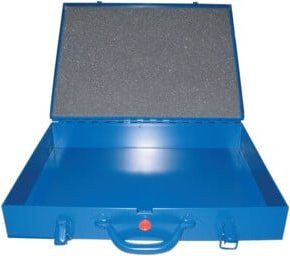 Leerer Sortimentskasten aus Stahl in Blau, B/T/H: 44,0 x 33,0 x 6,6 cm - Bild 1