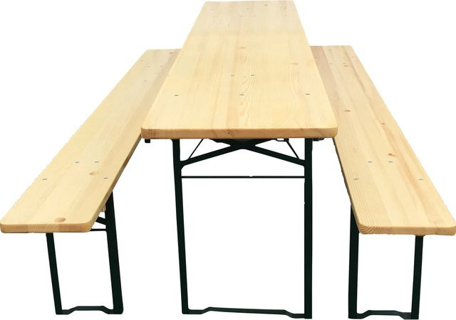 Bucin Mob Bierzelt-Garnitur aus Holz klappbar in Natur mit Tischbreite: 50 cm - Bild 1