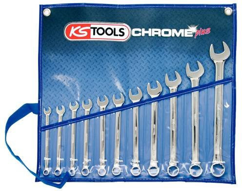 KS Tools CHROMEplus Ringmaulschlüssel-Satz, 11-teilig, abgewinkelt, silber - Bild 1