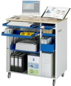RAU Computer-Station adlatus Typ 6001 fahrbar mit Rolladen und Innenschubladen, B/T/H: 103,0 x 66,0 x 110,0 cm - Bild 1