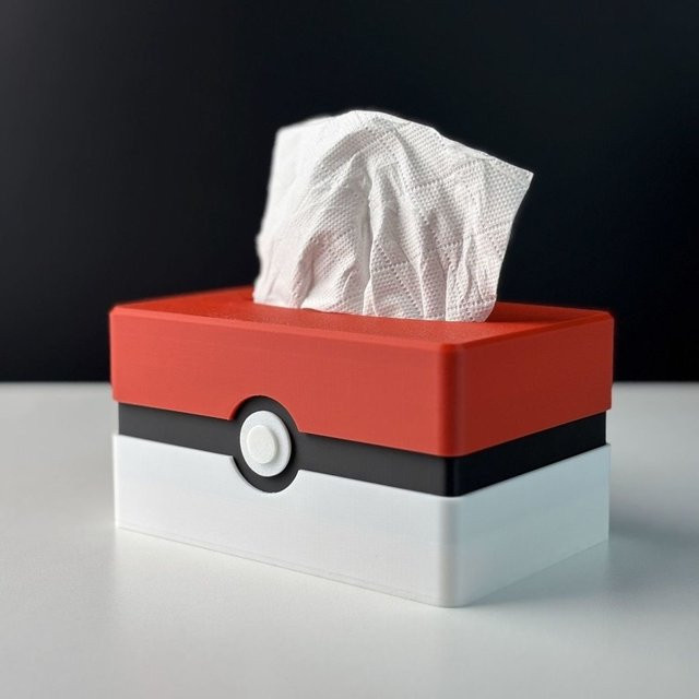 TAKARA TOMY Pokemon Taschentuchbox aus Kunststoff in Weiß und Rot für Haushalt und Auto - Bild 1