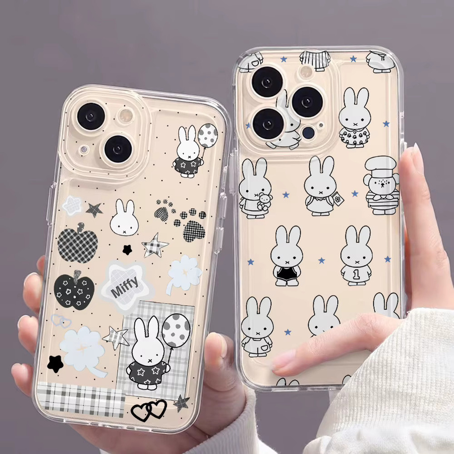 Miffy Handyhülle für Redmi Note 15 14 13 12 11 10 9 8 Pro Plus 5G mit weißem Kaninchen Motiv aus transparenter TPU Schutzhülle - Bild 1