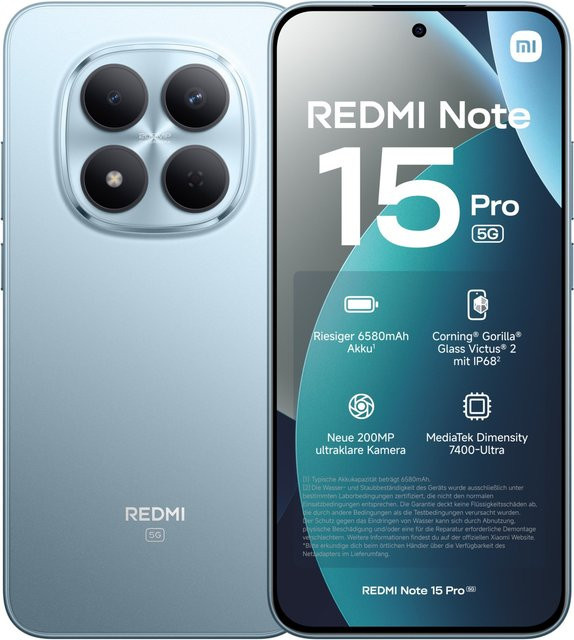 Xiaomi Redmi Note 15 Pro 5G Smartphone mit 256 GB Speicher, NFC und 6,83 Zoll Display in Glacier Blue - Bild 8