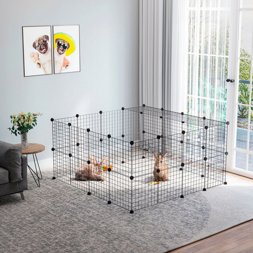 PawHut Laufgitter Freigehege aus Metall und ABS in Schwarz, B/T/H: 73 x 73 x 146 cm - Bild 3