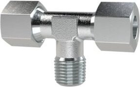 Riegler T-Einschraubverschraubung aus verzinktem Stahl, R 1/2 Zoll, für Rohr-Außendurchmesser 14 mm, Silber - Bild 1