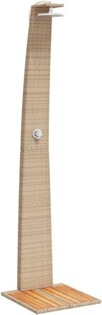 vidaXL Gartendusche Beige aus Polyrattan und Akazienholz B/T/H: 55 x 60 x 224 cm - Bild 1