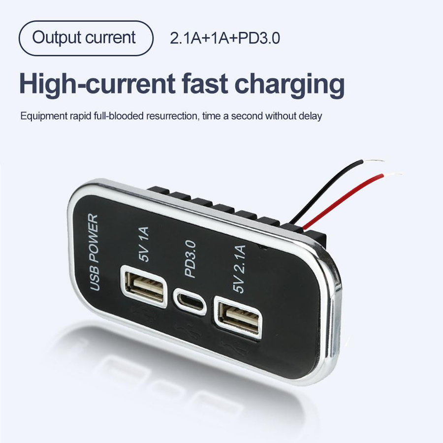 Meiteai-Car&Motor Dual USB Auto Ladegerät mit PD und USB-C sowie USB-A, 35,5 W, Schwarz, für 12/24 V Auto, Motorrad, Lkw, ATV, Boot, RV und Bus - Bild 1
