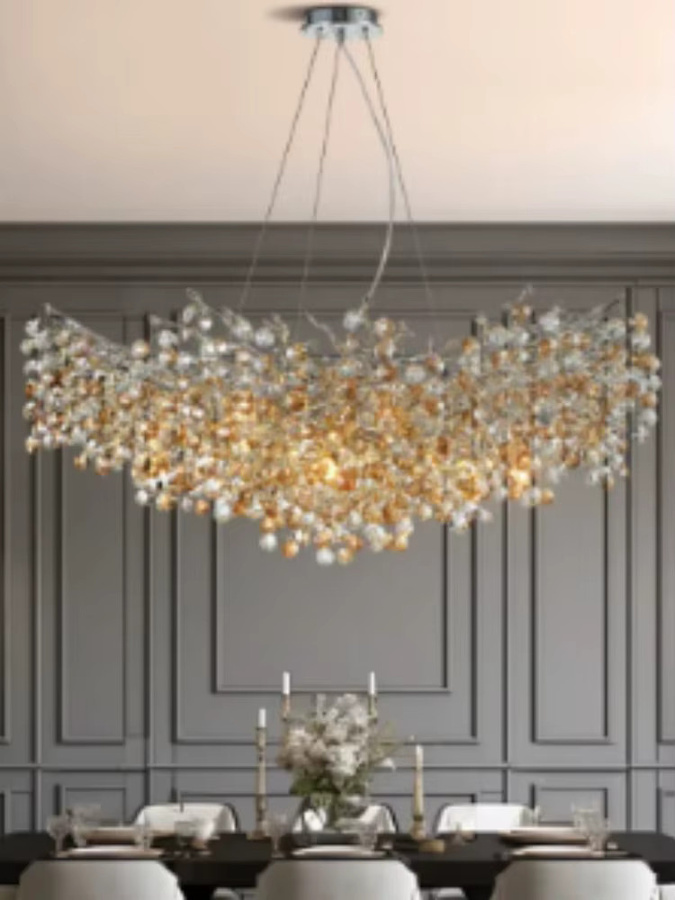 TAONUANSHU LED Kristall Kronleuchter in Gold/Messing, Postmodernes Design mit Zweig-Anhänger für Wohnzimmer und Küche - Bild 5