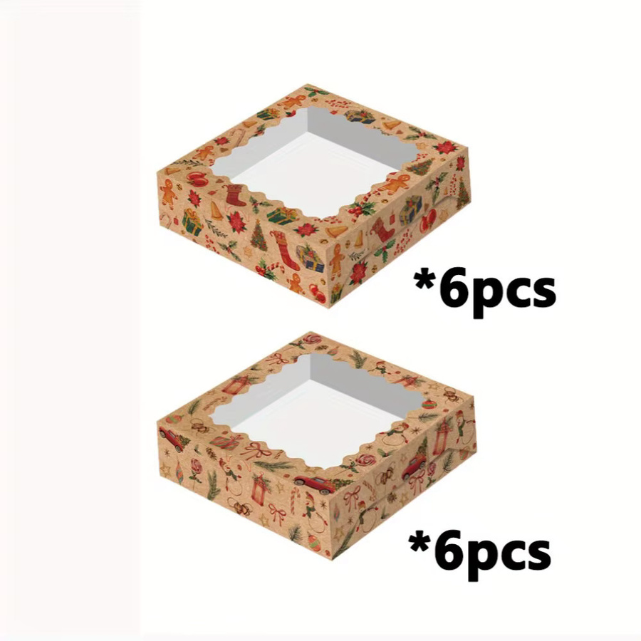 12er Set Kraftpapier Geschenkboxen mit Sichtfenster für Hochzeiten und Weihnachtsgeschenke, Mehrfarbig - Bild 2