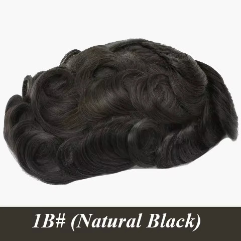 EHairc Haarprothese für Männer, lockig, 100 % Echthaar, 0,12 mm dick - Bild 5