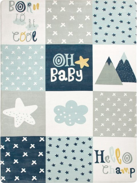 Waschbarer Kinderteppich Chiko in Blau mit geometrischem Design, B/T: 80 x 150 cm - Bild 1