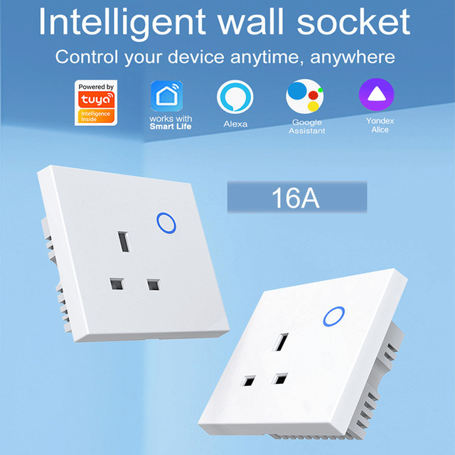 TUYA WiFi Smart Zeitschaltuhr-Steckdose in Weiß mit Fernbedienung für den britischen Standard - Bild 1