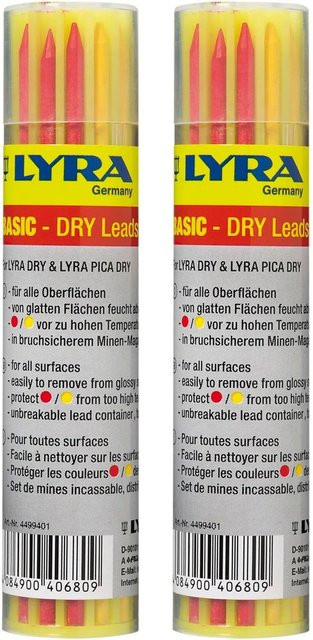 vasalat Lyra Ersatzminen Set Dry Profi Led Graphit Gelb und Rot Doppelpackung 2B - Bild 1