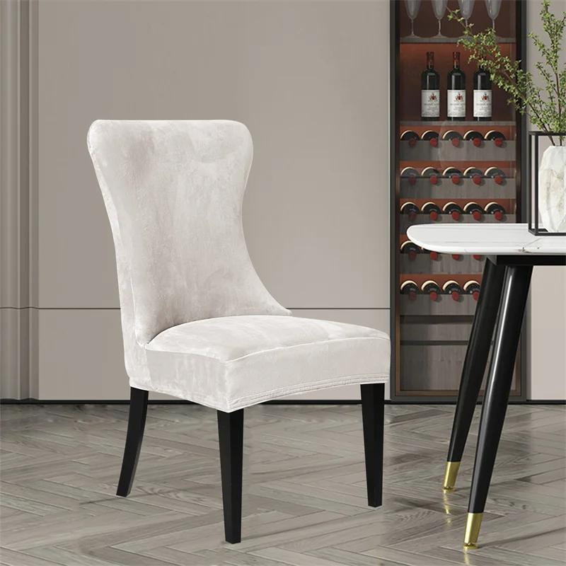 Universelle Samt-Stuhlhussen von Household supplies MH in Weiß, moderner Stretch-Sitzbezug für Esszimmer und Wohnzimmer - Bild 2