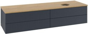 V&B Waschtischunterschrank Antao mit Frontstruktur in Eiche honig lackiert, B: 160 cm, T: 50 cm - Bild 1